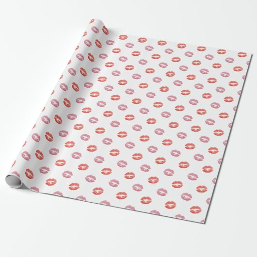 Rot und Rosa Lipstick Kisses Geschenkpapier (Ungerollt)