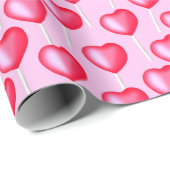 Rot und Rosa Lollipop Herzens Niedlicher Valentins Geschenkpapier (Rolleneckpunkt)