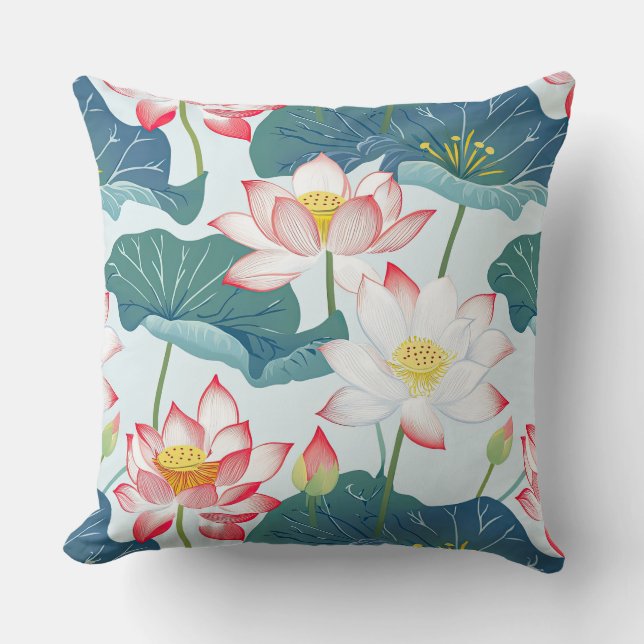 Rot und Rosa Lotus Kissen (Vorderseite)