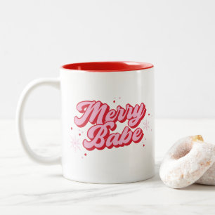 Rot und Rosa Merbabe mit Schneeflocken Zweifarbige Tasse