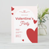 Rot und Rosa Moderne Valentinstag-Party Einladung (Stehend Vorderseite)