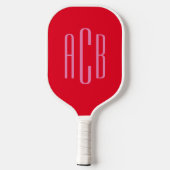 Rot und rosa Monogramm Pickleball Schläger (Rückseite)