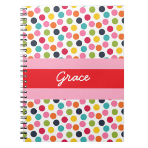 Rot und Rosa Polka Dot Personalisiertes Notizbuch Notizblock