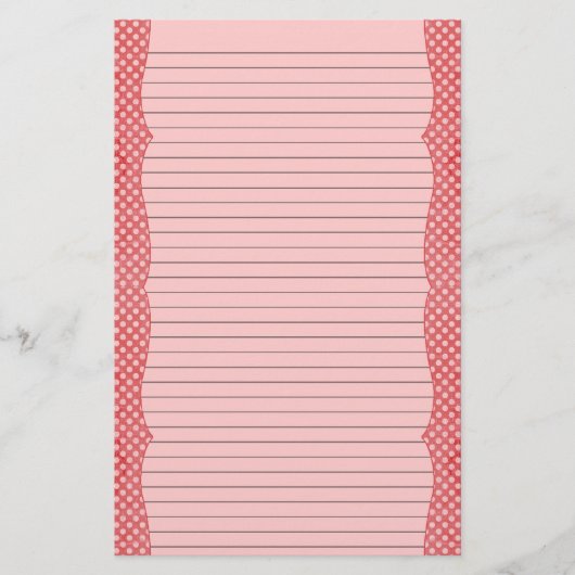Rot und rosa Polka Dot Stationery - optionale Lini Briefpapier (Vorderseite)
