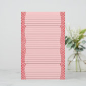 Rot und rosa Polka Dot Stationery - optionale Lini Briefpapier (Stehend Vorderseite)