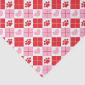 Rot und Rosa Raute Paw Print & Heart Pattern Seidenpapier (Ausschnitt)