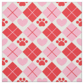 Rot und Rosa Raute Paw Print & Heart Pattern Stoff (Muster)