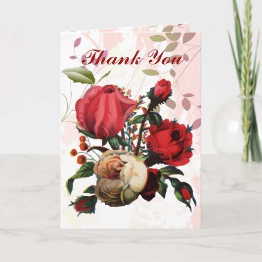 Rot und Rosa Rose Vielen Dank Karten (Vorderseite)