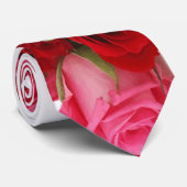 Rot und Rosa Rosen Floral Herren Neck Tie Krawatte (Gerollt)