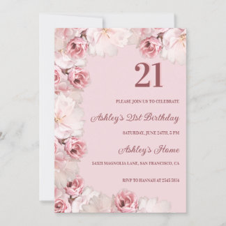 Rot und Rosa Rosen zum Geburtstag Einladung