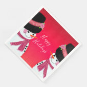 Rot und Rosa Schneemann Serviette (Ecke)