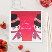 Rot und Rosa Schneemann Serviette (Beispiel)