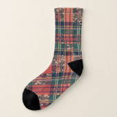 Rot und Rosa Schottische Sakura Modernes Tartan Socken (Links - Außen)
