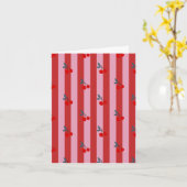 Rot und rosa Streifendesign mit Kirschen Karte (Gelbe Blume)