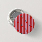 Rot und rosa Streifendesign mit Kirschen Karte Button (Vorne & Hinten)