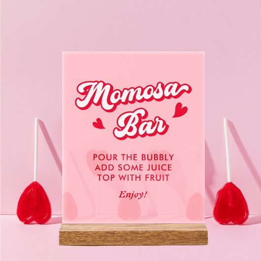 Rot und rosa Valentine Babydusche Momosa Bar Acrylschild