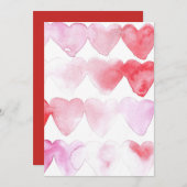 Rot und rosa Wasserfarben Einladung (Vorne/Hinten)