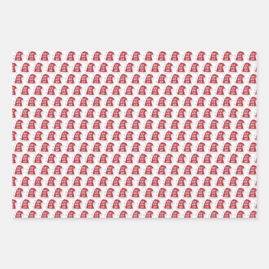 Rot und Rosa Weihnachtsmann Geschenkpapier Set (Vorderseite)