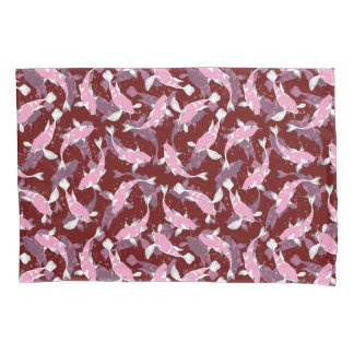 Rot und rosa Wiederholungsmotiv | Koi Fish Pattern Kissenbezug
