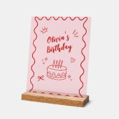 Rot und Rosa zum Geburtstag Acrylschild (Winkel)