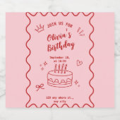 Rot und Rosa zum Geburtstag Alkoholflaschenetikett (Einzelnes Label)