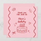 Rot und Rosa zum Geburtstag Dankeskarte (Vorne/Hinten)