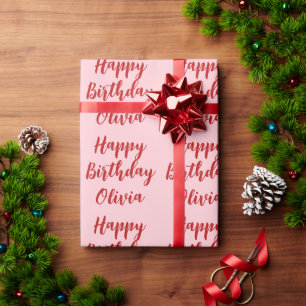 Rot und Rosa zum Geburtstag Geschenkpapier