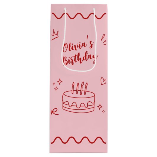 Rot und Rosa zum Geburtstag Geschenktüte Für Weinflaschen (Vorderseite)