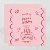 Rot und Rosa zum Geburtstag Save The Date (Vorne/Hinten)