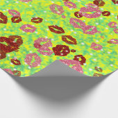 Rot und Rose küssen grün Geschenkpapier (Ecke)