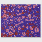 Rot und Rose küssen lila Geschenkpapier (Flach)