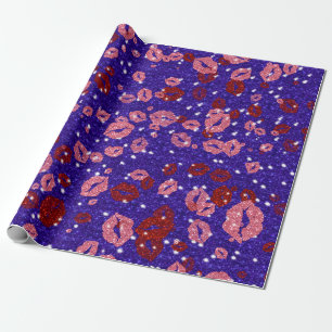 Rot und Rose küssen lila Geschenkpapier