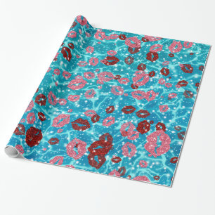 Rot und Rose küsst im blauen Meer Geschenkpapier