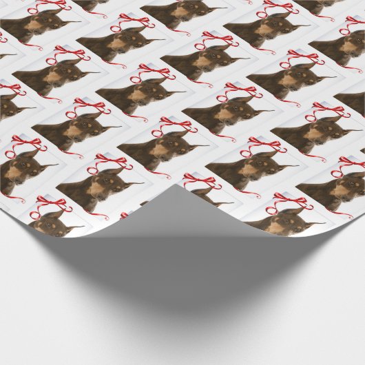 Rot und Rost-Dobermann-WeihnachtsPackpapier Geschenkpapier (Ecke)
