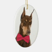 Rot und Rost-Dobermann-Weihnachtsverzierung Keramik Ornament (Rechts)