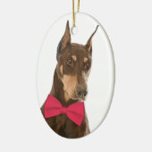 Rot und Rost-Dobermann-Weihnachtsverzierung Keramik Ornament (Links)