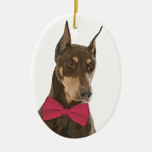 Rot und Rost-Dobermann-Weihnachtsverzierung Keramik Ornament (Vorne)