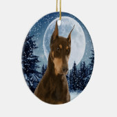 Rot und Rost-Dobermann-Weihnachtsverzierung Keramikornament (Rechts)