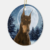 Rot und Rost-Dobermann-Weihnachtsverzierung Keramikornament (Links)
