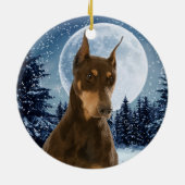 Rot und Rost-Dobermann-Weihnachtsverzierung Keramikornament (Hinten)