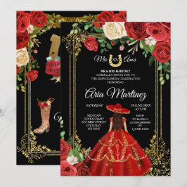 Rot und Rote Rosen - Prinzessin Quinceanera Einladung