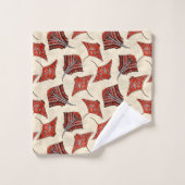 Rot und Sandstäbchen Badhandtuch Set (Waschlappen)