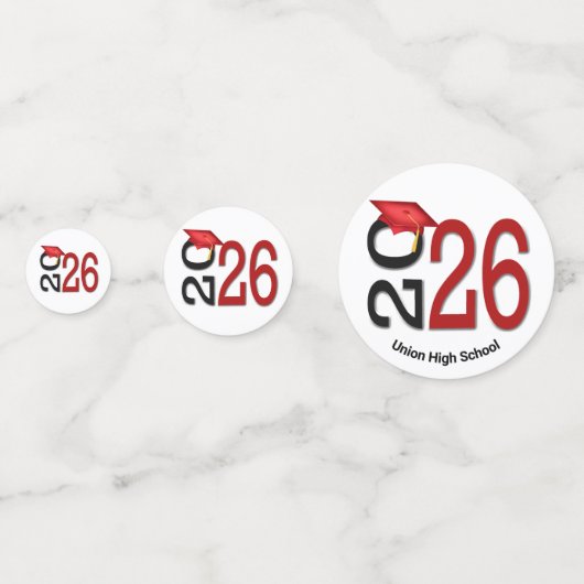 Rot und Schwarz 2025 Abschluss Konfetti (Rückseiten)