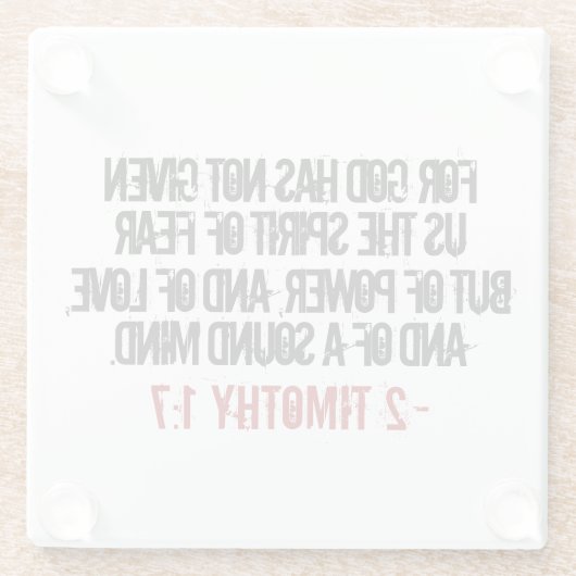 Rot und Schwarz 2 Timothy 1:7 Glasuntersetzer (Rückseite)