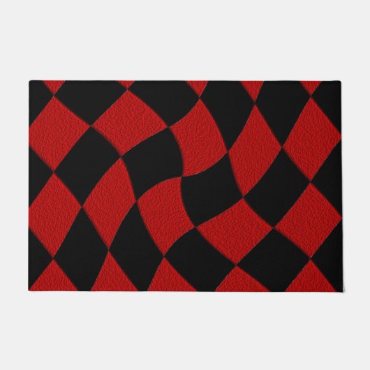 Rot und Schwarz Abstrakt geprüft Türmatte (Vorderseite)