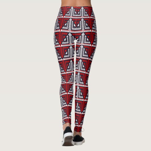 Rot und Schwarz Abstrakt Leggings (Rückseite)