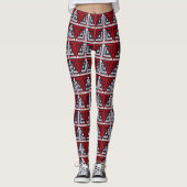 Rot und Schwarz Abstrakt Leggings (Vorderseite)