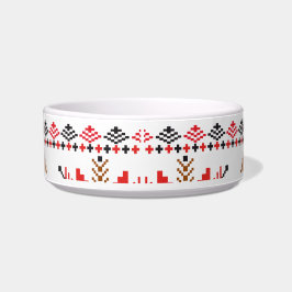 Rot und Schwarz bestickte Druckleder Napf