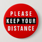 Rot und Schwarz Bitte Behalt deine Entfernung Button (Vorderseite)