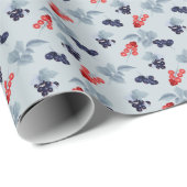 Rot und Schwarz, blaue Blätter auf blau Geschenkpapier (Rolleneckpunkt)